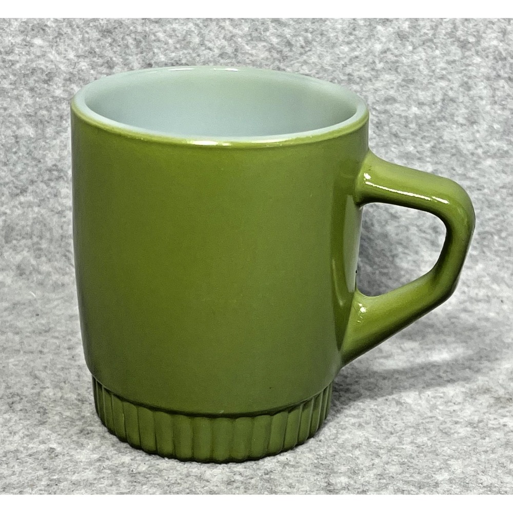 VINTAGE Fire King Anchor Hocking D Handle Mug Ribbed Bottom USA Milk Glass MCM‎